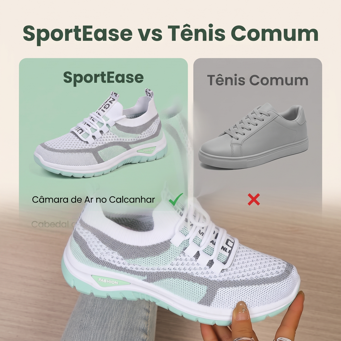 TĂȘnis Feminino Slip-On com Amortecimento em Malha SportEase