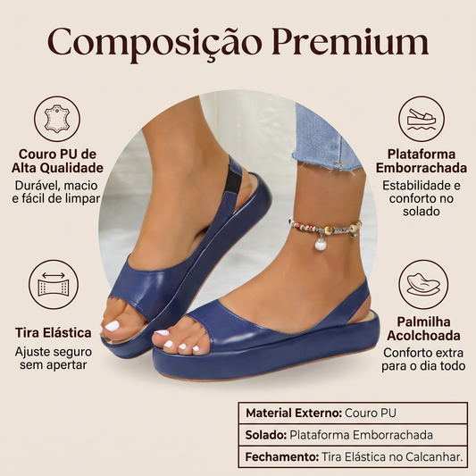 Generisch Sandálias de Verão Planas em Couro para Mulher