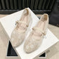 Hxprnoetxy Sapatilhas Bailarina Elegantes de Bico Quadrado em Renda com Laço, em Tela, Respiráveis, Transparentes, para Mulher
