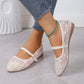Hxprnoetxy Sapatilhas Bailarina Elegantes de Bico Quadrado em Renda com Laço, em Tela, Respiráveis, Transparentes, para Mulher