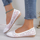 Hxprnoetxy Sapatilhas Bailarina Elegantes de Bico Quadrado em Renda com Laço, em Tela, Respiráveis, Transparentes, para Mulher