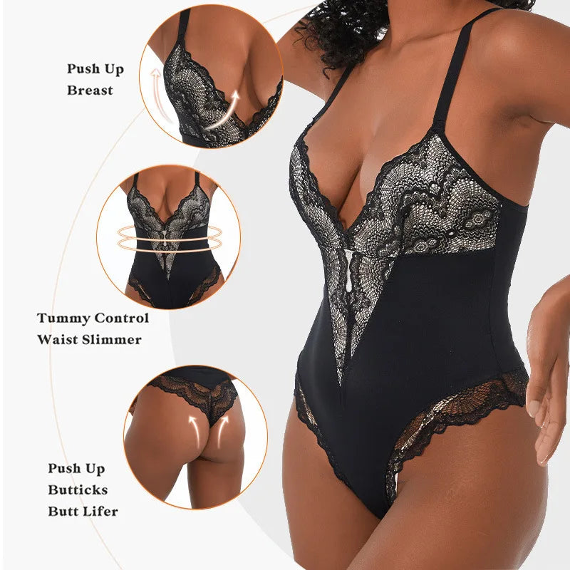 Body Modelador de Renda - Luxo Slim | + Brinde Calcinha Modeladora