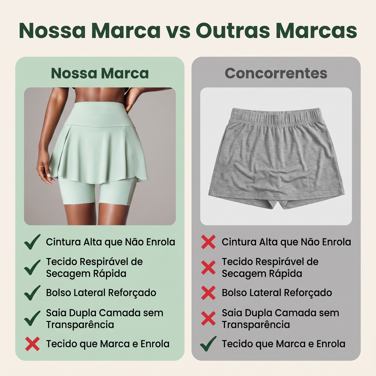 Shorts Saia Atena Fit™ / Proteção Feminina, Conforto e Liberdade em Cada Movimento!