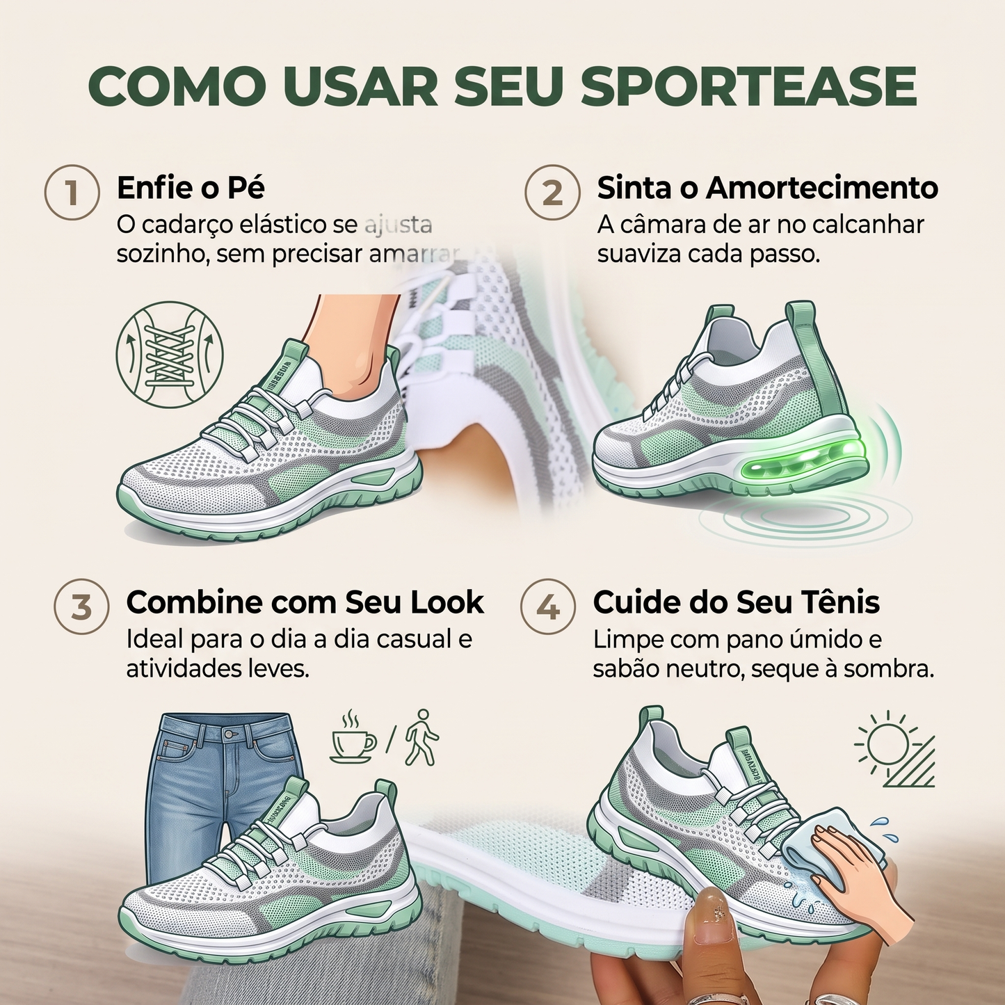 Tênis Feminino Slip-On com Amortecimento em Malha SportEase