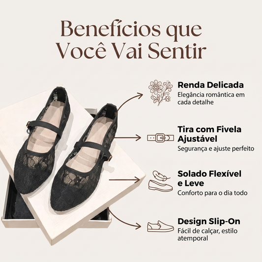 Hxprnoetxy Sapatilhas Bailarina Elegantes de Bico Quadrado em Renda com Laço, em Tela, Respiráveis, Transparentes, para Mulher